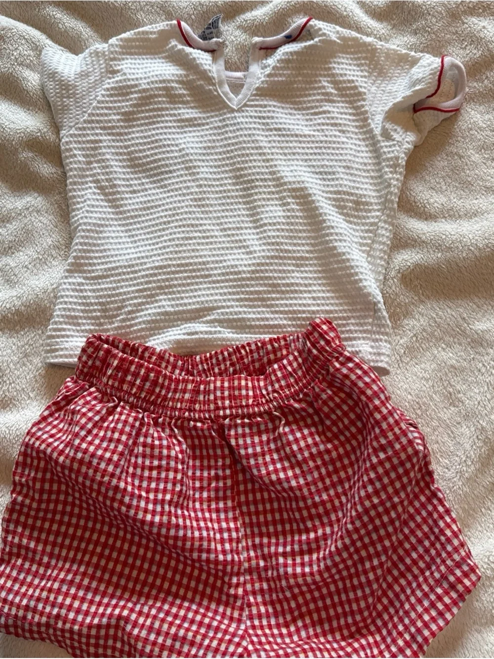 Vintage 90s Kids Headquarters 3T Girls Short Set Gingham Red Flowers